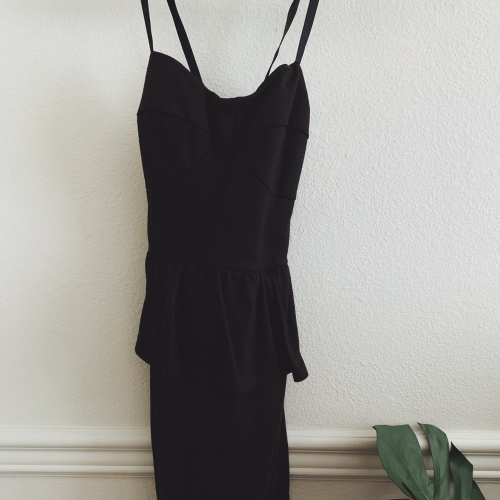 Black Tight Dress with Peplum